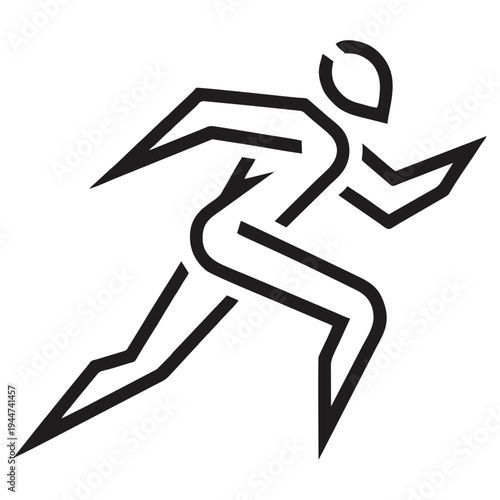 Dynamic Running Man Logo - Minimalist Line Art Sprinter Silhouette for Sports, Fitness, and Athletic Branding