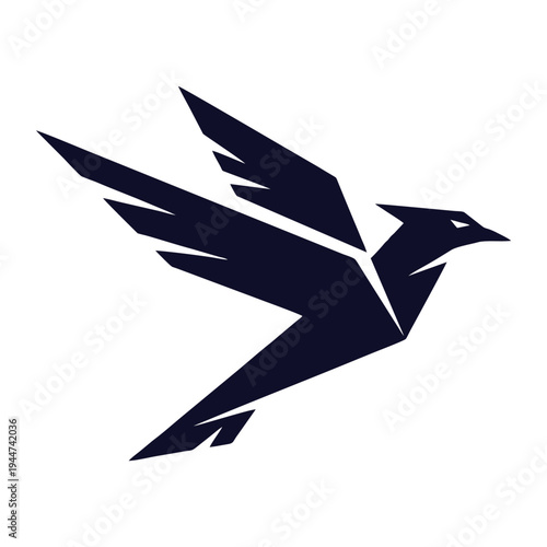 Modern Geometric Bird Logo - Abstract Flying Eagle or Phoenix Silhouette for Corporate Identity and Brand Symbolism