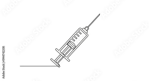 Syringe with Needle Illustration Simple Design.