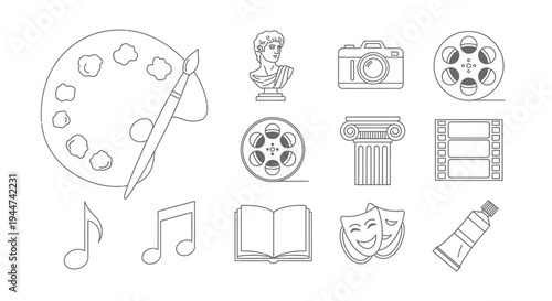 Artistic Icons Representing Creative Expression.