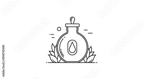 Bottle with Drop of Essential Oil Inside.