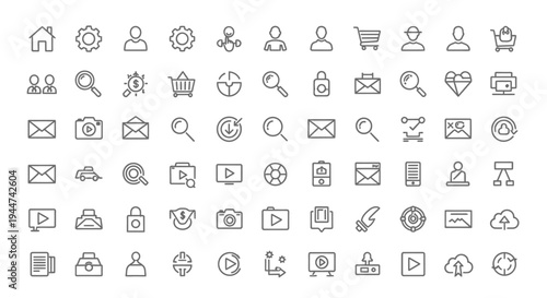 Collection of web and media icons.