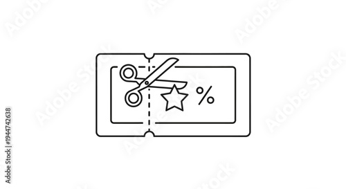 Cutting discount coupon with scissors.