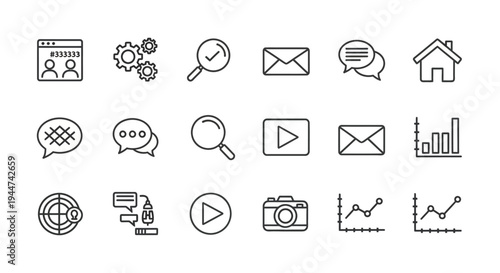 Collection of business communication icons.