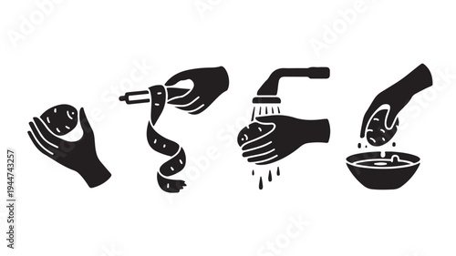 Vector Illustration Of Hand Washing Steps For Hygiene And Health Education