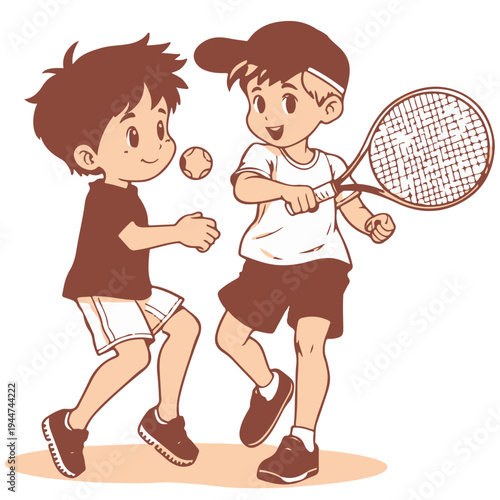 boys playing tennis editable vector design, sport, racket, player, ball, game, play, woman, playing, silhouette, athlete, fun, sports, exercise, vector, people, fitness, active, illustration