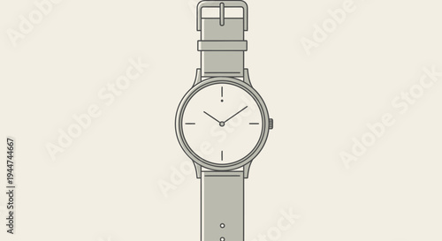 Minimalist analog wrist watch illustration on neutral background