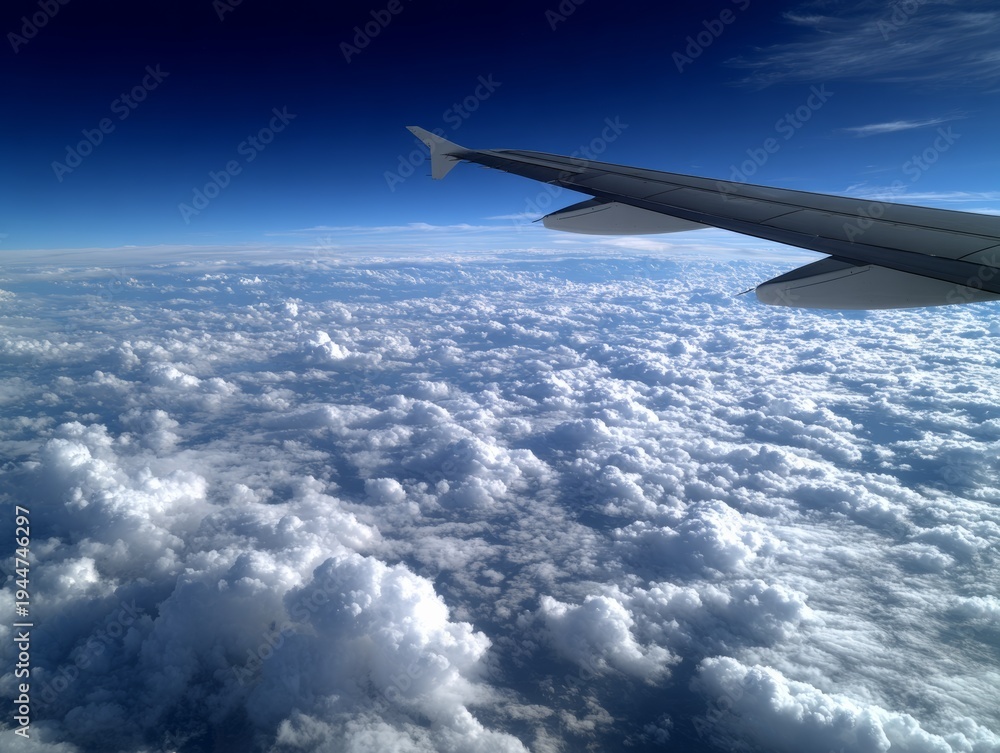 Fototapeta premium Above the clouds, dreaming of new adventures