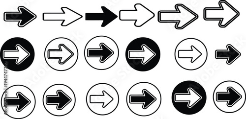 Collection of black and white arrow icons