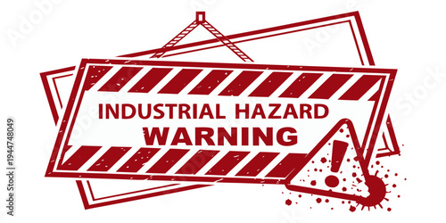 Yellow caution sign board in grunge style with black lines. Realistic warning signboard, attention banner template, road shield. Vector illustration with grain, old texture, stain and scratch.