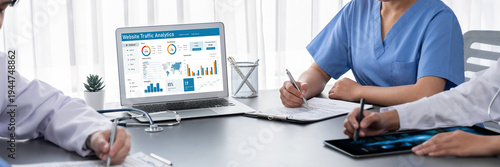 Fotografie Computer software for website traffic analytics data on computer screen