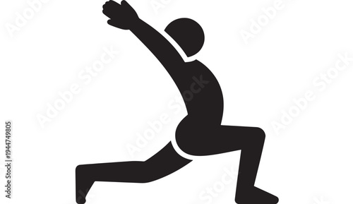 Lunge Exercise Silhouette Icon – Man Stretching for Fitness, Mobility, Strength and Workout Training