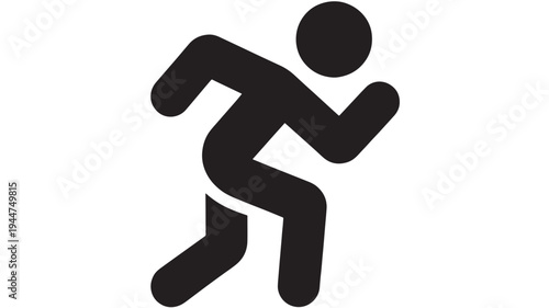 Running Man Silhouette Icon Isolated on White Background for Sports, Fitness and Speed Concept