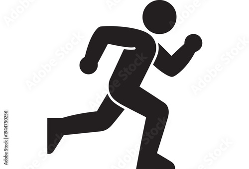 Running Man Silhouette Icon for Fitness, Sports Training and Active Lifestyle Concepts Isolated on White