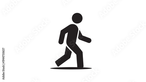 Running Stick Figure Icon Minimal Black Silhouette Man Sprinting Flat Vector Symbol for Speed, Motion, Fitness and Business Activity