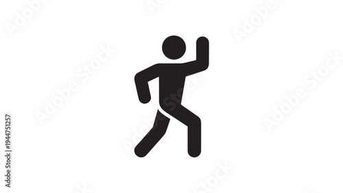 Running Stick Figure Icon Symbolizing Speed, Urgency, Motion and Active Movement