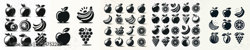 Fruit Silhouette Icon Vector Illustration Collection