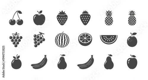 Glyph icons show diverse whole and cut fruit selection.