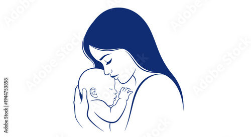 Abstract Mother and Baby Tenderness Silhouette