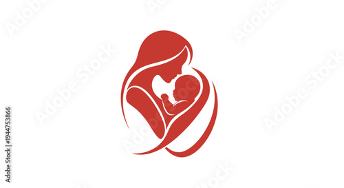 Abstract Mother and Baby Love Symbol Silhouette