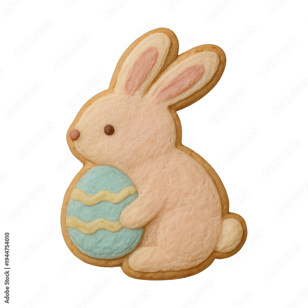Obraz premium PNG Cute bunny holding Easter egg.