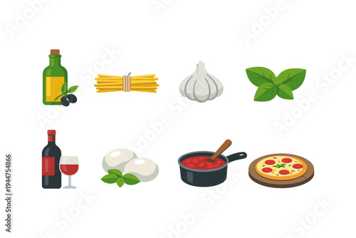 Italian food ingredients and dishes collection, a culinary journey through Italy