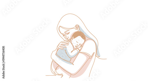 Mother Holding Baby Gentle Hug Photo