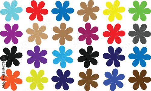 Colorful flower icons in various hues