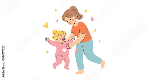 Happy Mother and Child Playing Together