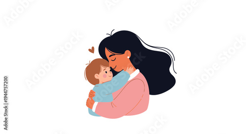 Cute Mother and Child Affection Family Love Moment