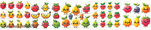 Fruits Icon Character Vector Illustration Collection