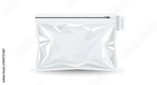 White Plastic Pouch with Zipper Closure.