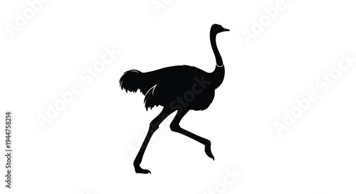 A striking black silhouette of an ostrich in motion silhouette