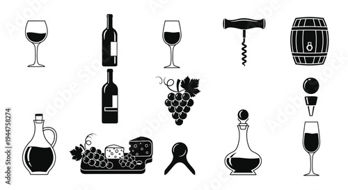 Black and white wine and accessories collection a striking silhouette