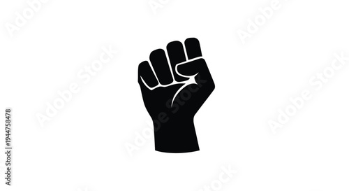 A strong clenched fist raised in a powerful gesture silhouette