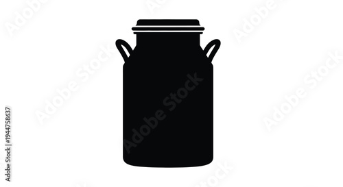 A black silhouette of a classic milk can vintage style silhouette