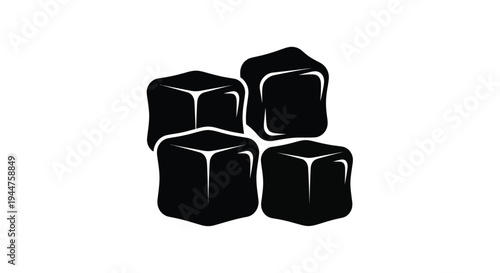 Black ice cubes arranged in a cluster stark visual silhouette
