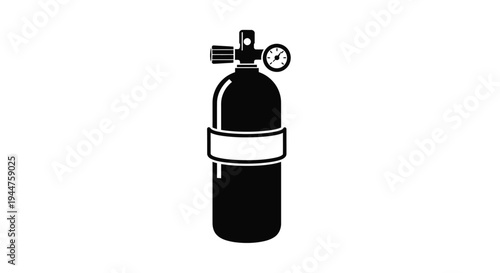 Black scuba tank with pressure gauge a striking silhouette