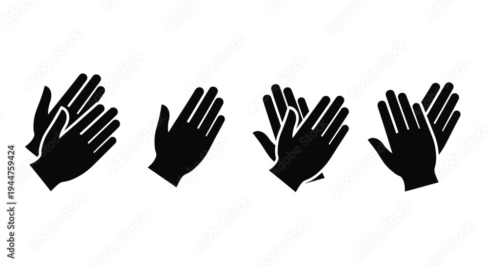 Obraz premium Four black hand gestures depicted in a flat dark silhouette