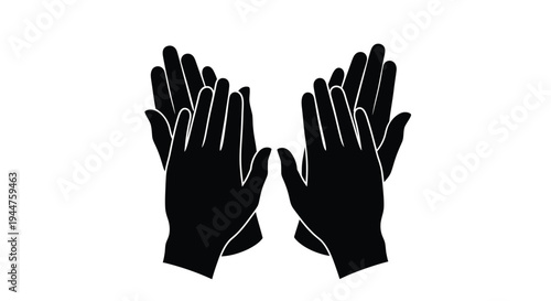 Two hands facing each other a striking black silhouette