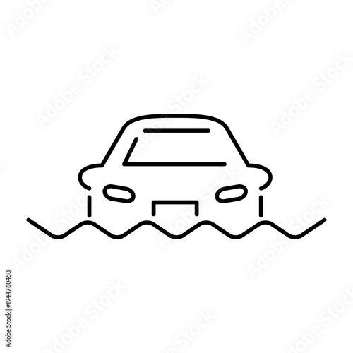 自動車の水没のアイコン