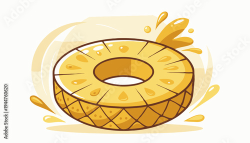 A vibrant, juicy slice of pineapple illustration with a splash of liquid, evoking freshness and tropical flavors