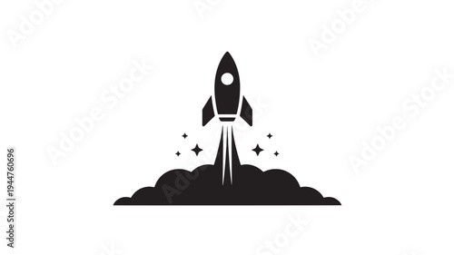 Startup Rocket Launch Icon for Business Growth Innovation Success and Entrepreneurship