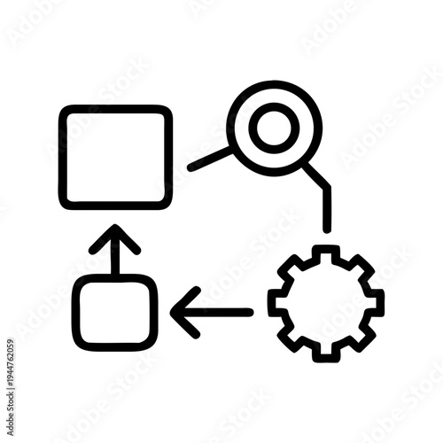 Business process flow diagram with shapes and arrows