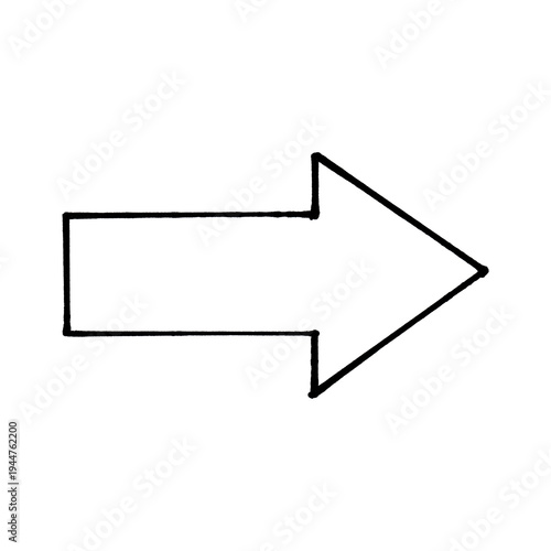 Valokuva Hand-Drawn Black Outline Right Arrow Icon on Transparent Background