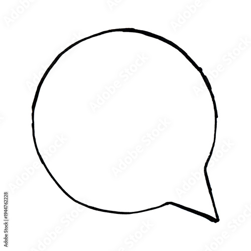 Hand-Drawn Circular Speech Bubble Outline Isolated on White Background
