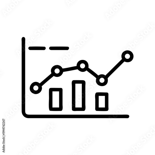 Data analysis icon with a growth trend in a simple style