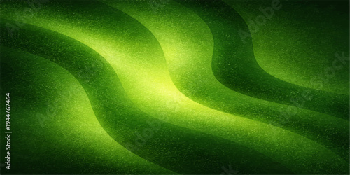 A vibrant green abstract wallpaper features flowing wave patterns and digital silk textures, blending light and motion into a decorative vector illustration with elegant curved lines and energy