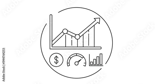 Business finance growth chart icon graph.