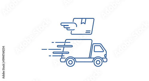 Delivery truck with flying parcel.